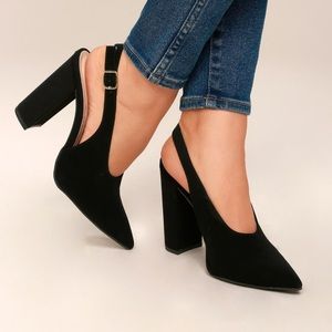 FLASH SALE 💥 MILAN BLACK NUBUCK SLINGBACK PUMPS